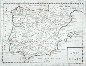 Map of Spain and Portugal, late 18th century