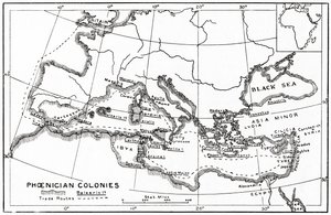 Map of the Phoenician Colonies and Its Mediterranean Trade Routes by English School