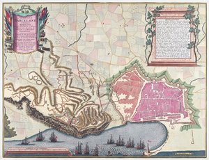Map of the Siege of Barcelona in April 1706