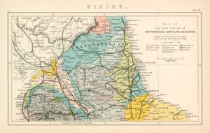 Map of the coal fields of Northumberland, Cumberland and Durham by English School