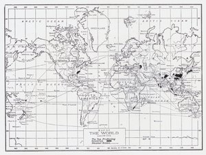 Map of the world showing the tea producing countries by English School