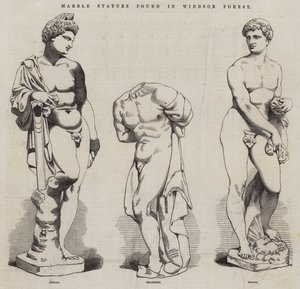 Marble Statues found in Windsor Forest (engraving) by English School