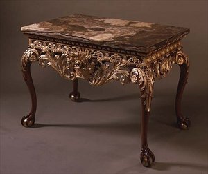 Marble Topped Table with Ball and Claw Feet by English School