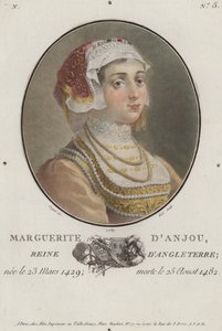 Margaret of Anjou, Queen Consort of King Henry VI of England (coloured engraving)