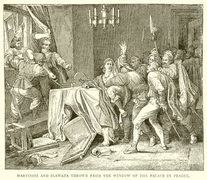 Martinitz and Slawata Thrown from the Window of the Palace in Prague by English School