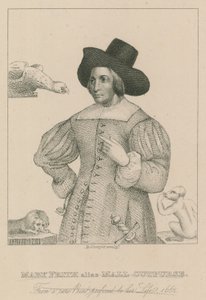 Mary Frith, alias Moll Curpurse, from a rare print prefixed to her life, 1662 by English School