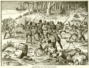 Massacre of the Spaniards by English School
