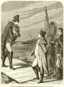 Meeting of Napoleon Buonaparte and the Emperor Alexander of Russia at Tilsit by English School