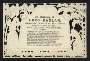 Memorial Card in Memory of Lord Raglan by English School