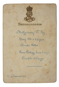 Menu for Christmas Day at Sandringham by English School