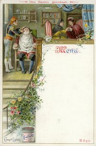 Menu with a Scene from The Barber of Seville and an Advertisement for Liebig