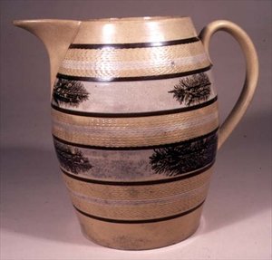 Mocha ware jug, probably made in Staffordshire