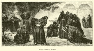 Monks playing bowls by English School
