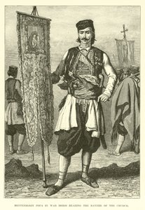 Montenegrin Popa in War Dress Bearing the Banner of the Church by English School
