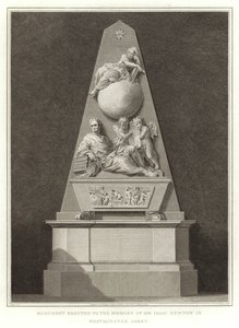 Monument Erected to the Memory of Sir Isaac Newton in Westminster Abbey by English School