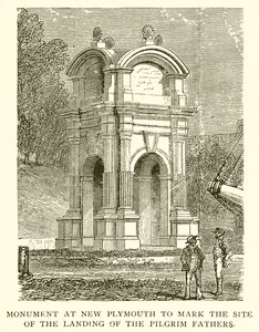 Monument at New Plymouth to Mark the Site of the landing of the Pilgrim Fathers by English School