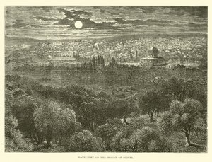 Moonlight on the Mount of Olives by English School