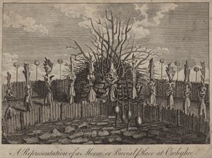 Morai, or burial place, Hawaii by English School
