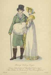 Morning Walking Dress for Ladies and Gentlemen by English School