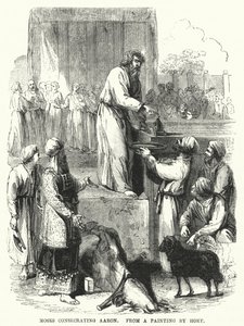 Moses consecrating Aaron, from a painting by Hoet by English School