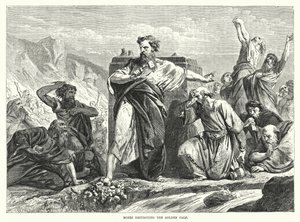 Moses Destroying the Golden Calf by English School