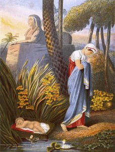 Moses Left Among the Flags by English School
