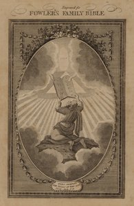Moses receiving the Tables of the Law, Exodus, Chapter 31, Verse 18 by English School