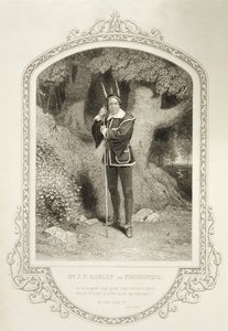 Mr. J.P. Harley as Touchstone, Act V Scene 1, in As You Like It by William Shakespeare, engraved by George Hollis from a Daguerreotype by J.P. Mayall