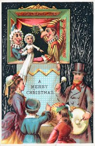 Mr Punch Holding Mistletoe by English School