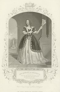 Mrs Mowatt as Beatrice, Much Ado About Nothing, Act II, Scene I