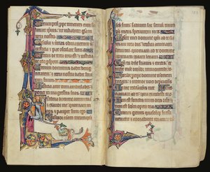 Grotesque marginal decoration from the Macclesfield Psalter, Use of Sarum, East Anglia, c.1330