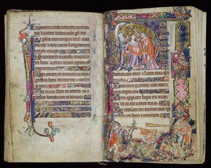 The Anointing of David, historiated D initial from the Macclesfield Psalter, Use of Sarum, East Anglia, c.1330