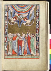 The Ascension, from the Hunterian Psalter, c.1170 by English School