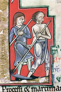 Mowing, from the Hunterian Psalter, c.1170 (detail)