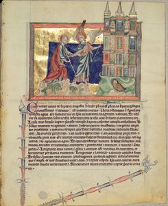 An Angel Showing the New Jerusalem to St. John the Evangelist, from the Gulbenkian Apocalypse, c.1265-70