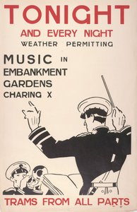 Music in Embankment Gardens, Charing Cross, Trams From All Parts by English School