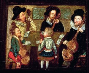 Musicians at Wadley House (detail) by English School
