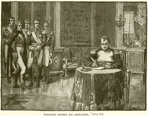 Napoleon signing his Abdication by English School