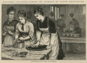 National Training School of Cookery at South Kensington: Morning in the scullery by English School