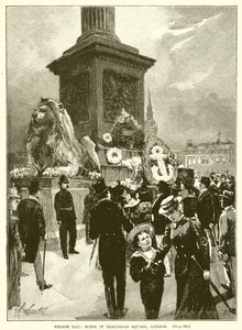 Nelson Day: Scene in Trafalgar Square, London by English School