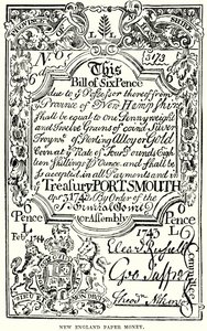 New England Paper Money (engraving) by English School