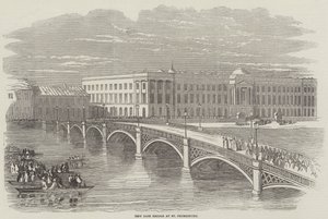 New Iron Bridge at St. Petersburg by English School