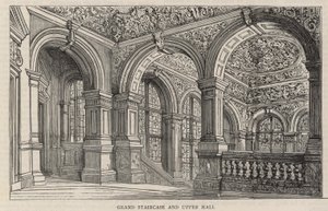 New Building of the Constitutional Club in Northumberland Avenue: Grand Staircase and Upper Hall by English School