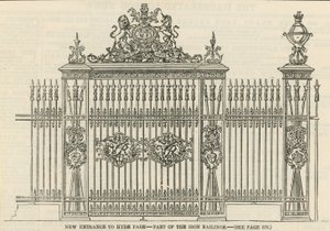 New Entrance to Hyde Park - Part of the Iron Railings by English School