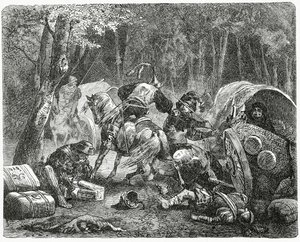 Nobles Plundering Travelling Merchants, 1882 by English School