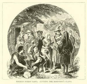 Norman forest laws, cutting the herd-dogs claws by English School