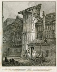 North East View of an Old House Lately Standing in Sweedons Passage, Grub Street by English School