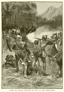 Nunez de Balboa Fighting his Way to the Cordilleras by English School