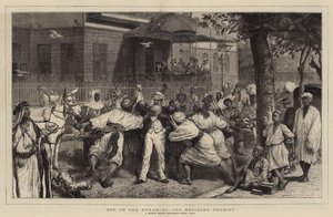 Off to the Pyramids, the Besieged Tourist (engraving) by English School