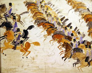 Officers on horseback galloping, c.1840 by English School